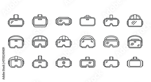 Collection of hand drawn outline icons representing various kitchen pots and pans silhouette