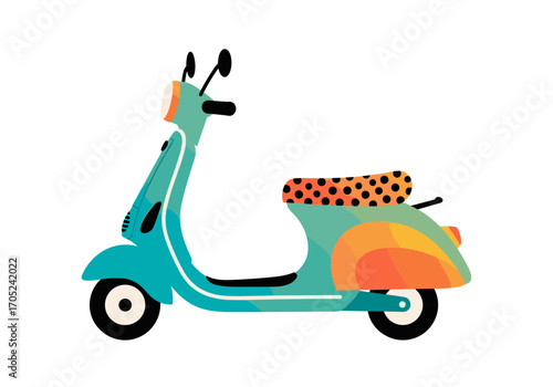 Retro teal scooter with colorful accents for urban exploration and stylish commuting