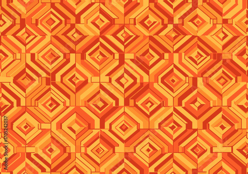Geometric illusion pattern featuring interlocking diamond shapes in warm orange hues