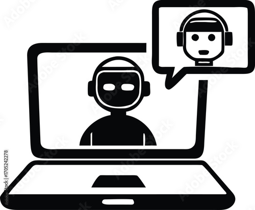 Robot assistant communication on laptop computer