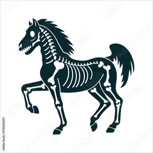 Skeletal Horse Silhouette: Death Omen Illustration The Wild Hunt A skeletal horse in mid gallop for death omens