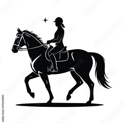 Elegant Horse and Rider Silhouette Equestrian Sport and Connection with Animals