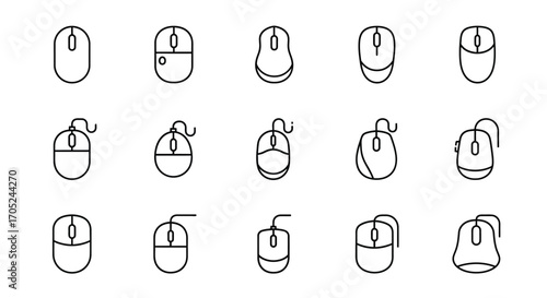 Collection of computer mouse icons in silhouette style