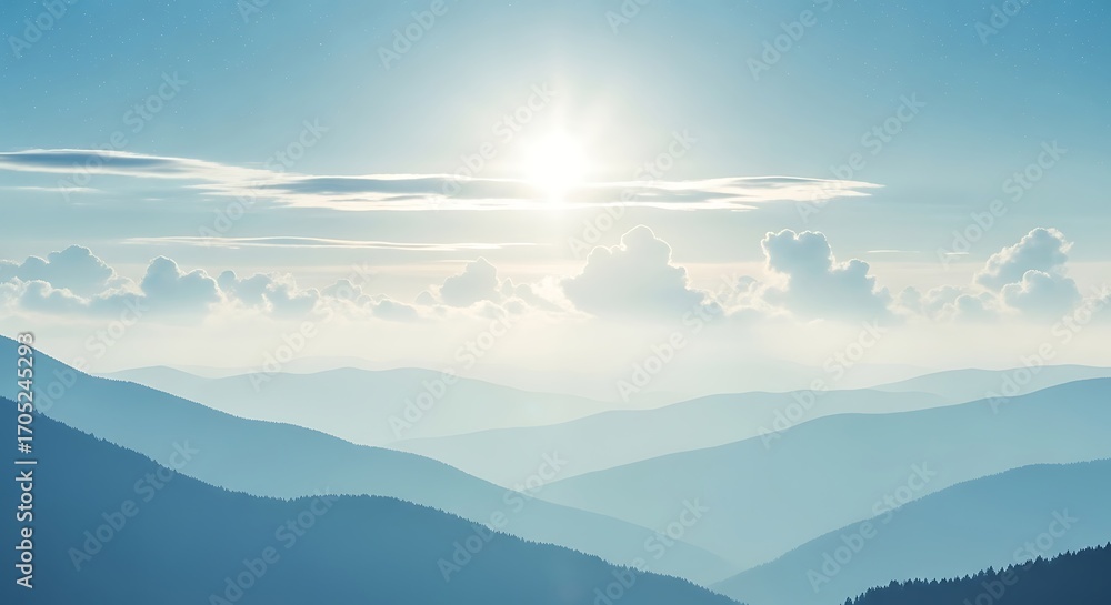 Fototapeta premium Sunrise Over Mountain Peaks.