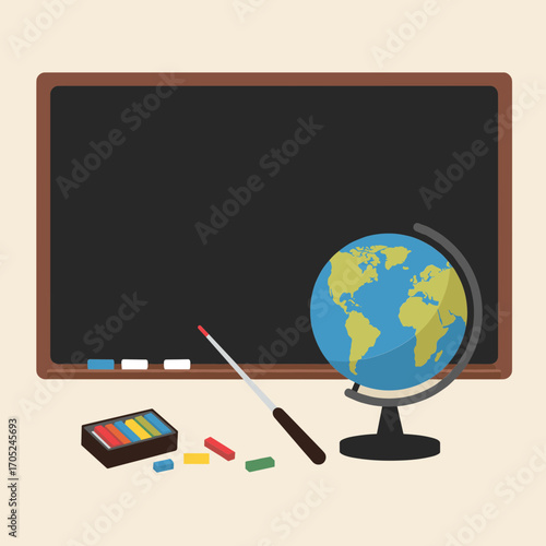 Inspiring classroom setup with globe and chalkboard ignites curiosity for learning and discovery