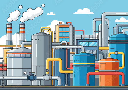 Cartoon Industrial Plant