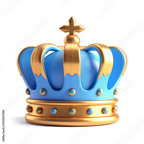 青い王冠の3Dイラスト（3D illustration of a blue crown）
