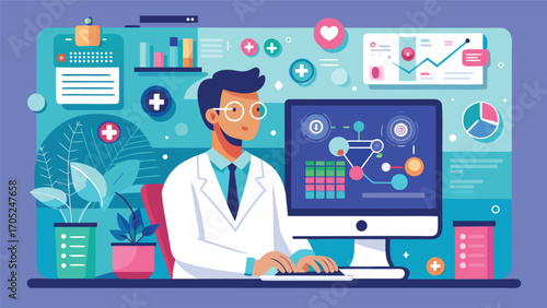 Scientist analyzing data in a lab during a research study on health technology