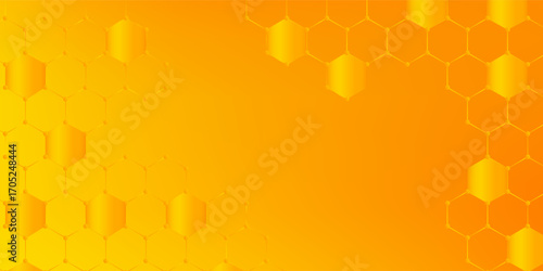 Hexagon geometric yellow white gradient color pattern background. Abstract graphic design technology and energy concept.