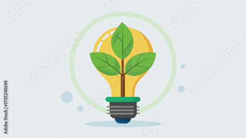 Light bulb with leaves symbolizes eco-friendly innovation and sustainable energy solutions