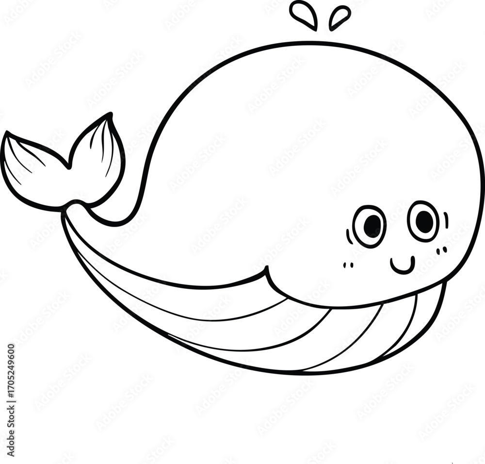 Fototapeta premium Hand drawn whale character illustration, vector