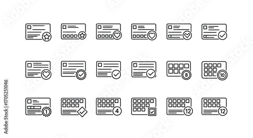 Collection of verification and approval icons in silhouette style
