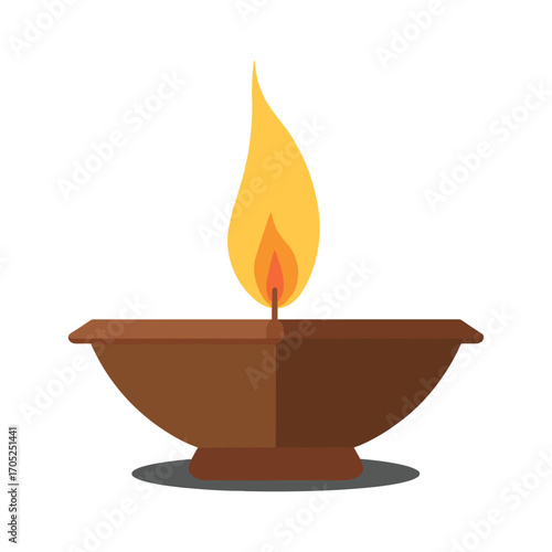 Glowing diya oil lamp for festive lights, spirituality, and decoration