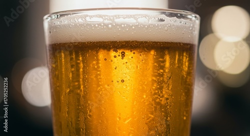 Wallpaper Mural Cold Glass of Golden Lager Beer with Foam and Bubbles in Close-Up Photography Torontodigital.ca