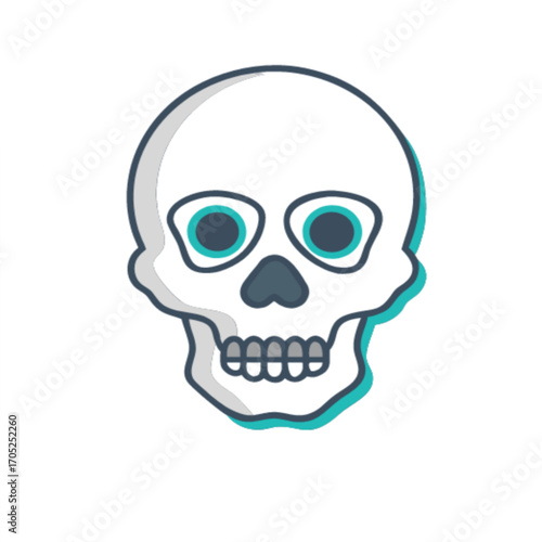 Modern stylized skull icon with teal and gray outline