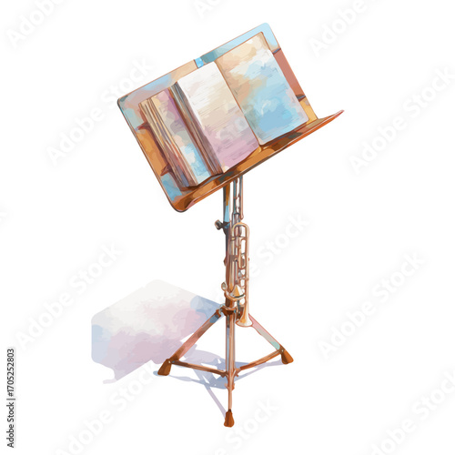 Music Stand, watercolor clipart vector, isolated on a white background.