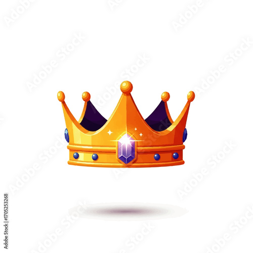 Illustration of a golden crown with jewels, representing royalty, power, and achievement on a white background