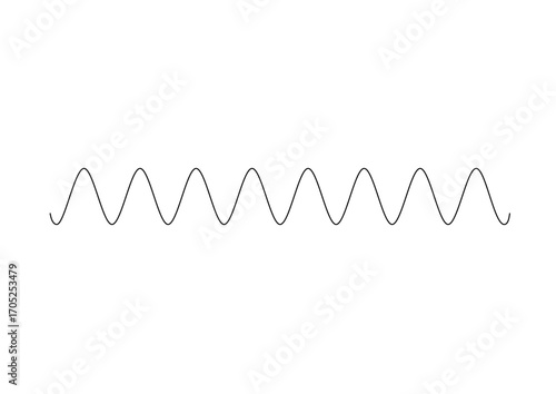 Hand drawn sine wave line illustration. Minimalist wavy line representing a continuous periodic oscillation