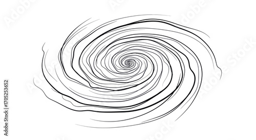 Abstract swirling vortex pattern drawn with bold lines, a monochrome visual experience