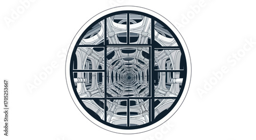 Architectural geometry creates an immersive tunnel vision inside of an urban sphere