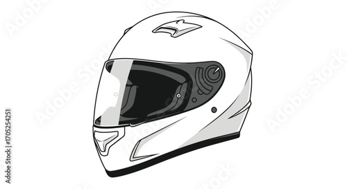 Detailed vector illustration of a modern white motorcycle helmet on a clean background