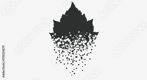 Disintegrating leaf: an abstract depiction of nature's ephemeral beauty and change