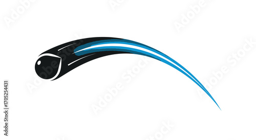 Dynamic vector illustration of a celestial body streaking across a white background