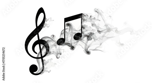 Ethereal harmony, music notes with a smoky essence symbolizing creative inspiration