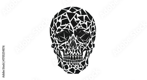 Geometric skull composition showcasing a modern abstract interpretation on a clean background