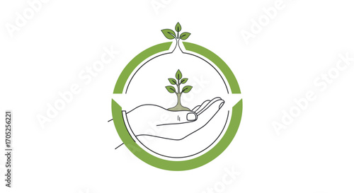 Symbolic representation of environmental conservation and growth, a circular design showing care