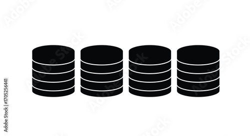 Four stacks of coins silhouette