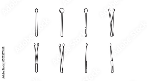 Collection of various hairpin styles in a simple silhouette drawing