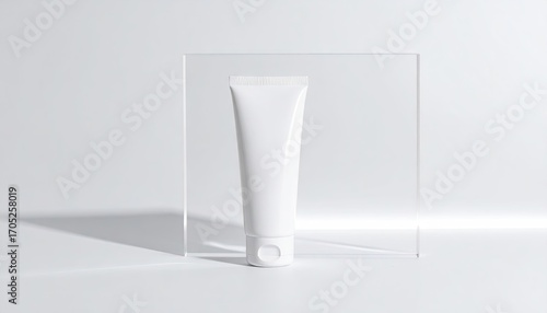 White Gel Tube Mockup on Glass Block with Rim Light