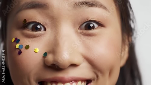 a woman close up face smiling