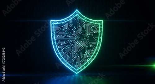 Cybersecurity shield digital protection technology data safety