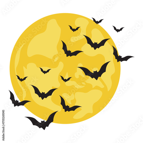 Halloween Bats and Moon