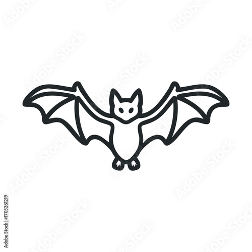 A stylized, spooky, flying bat.