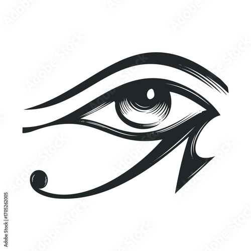 A detailed drawing of an ancient Egyptian Eye of Horus.