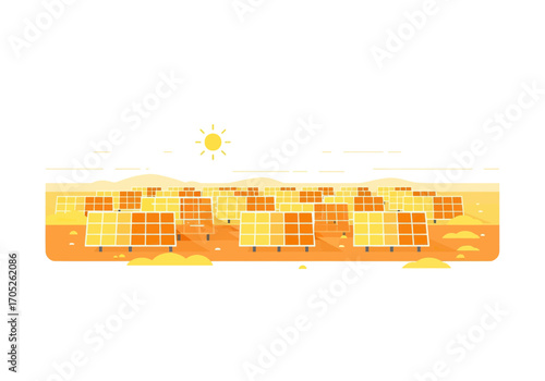 Vibrant solar farm harnesses sun's energy under bright sky, a modern renewable power solution.