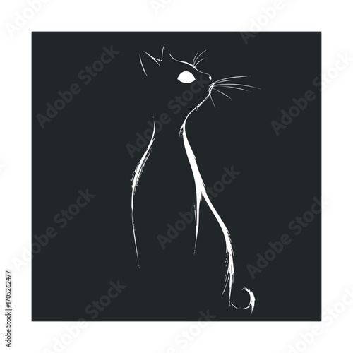 A stylized, spooky black cat with glowing eyes.