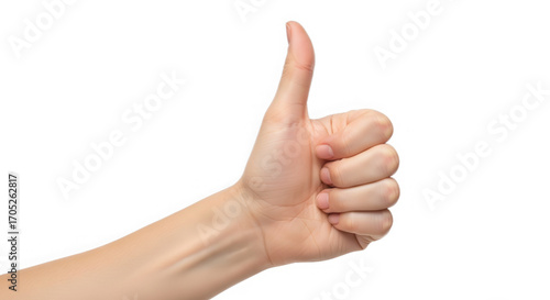 Hand gesture showing thumbs up isolated on transparent background