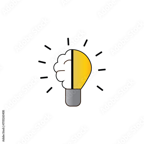 Back To School Theme Single Icon Vector Brain Lamp Illustration 1