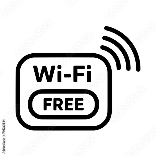 A simple and modern vector illustration of a free Wi-Fi icon. 
