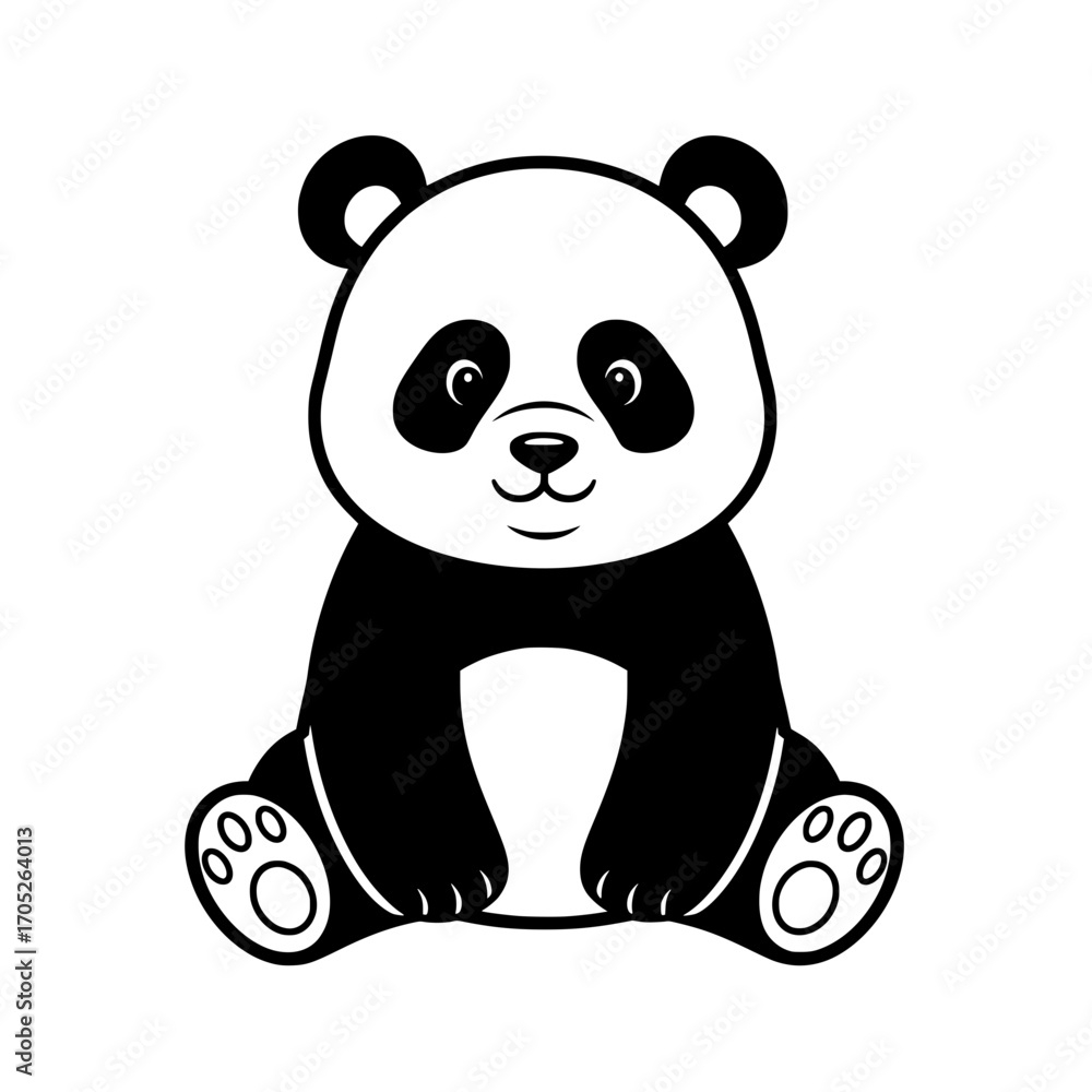 Fototapeta premium Cute Sitting Panda Cartoon Illustration