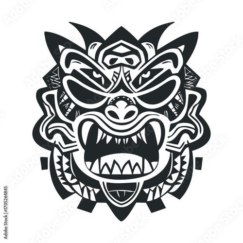 A scary, mischievous grin with jagged teeth.