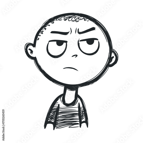 A sketch of a person with a skeptical, annoyed expression.