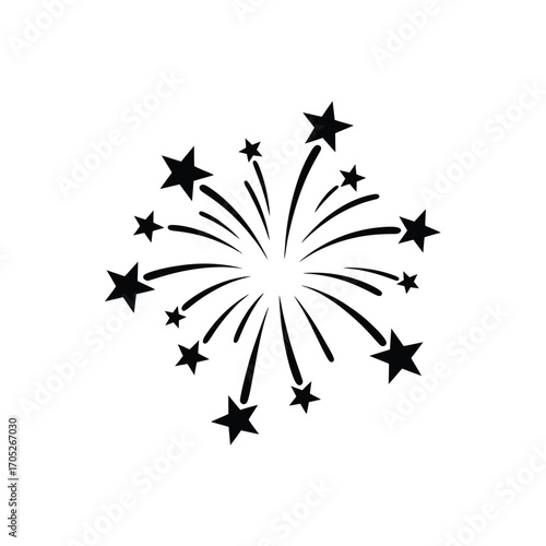 Simple black and white starburst firework illustration