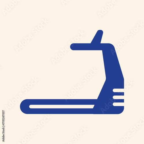 Sleek blue treadmill icon symbolizing fitness, health, and active lifestyle in a modern design