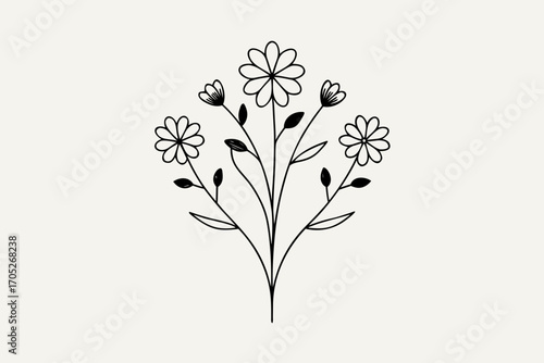 Floral vector illustration with flowers leaves and spring design