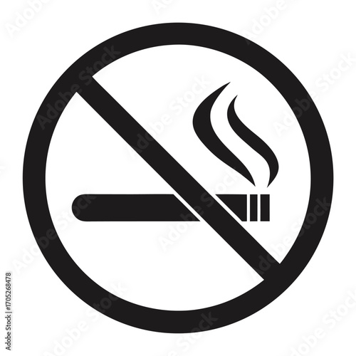 Black No Smoking Symbol With Cigarette And Smoke On White Background smoking ban prohibition
